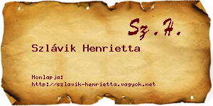 Szlávik Henrietta névjegykártya